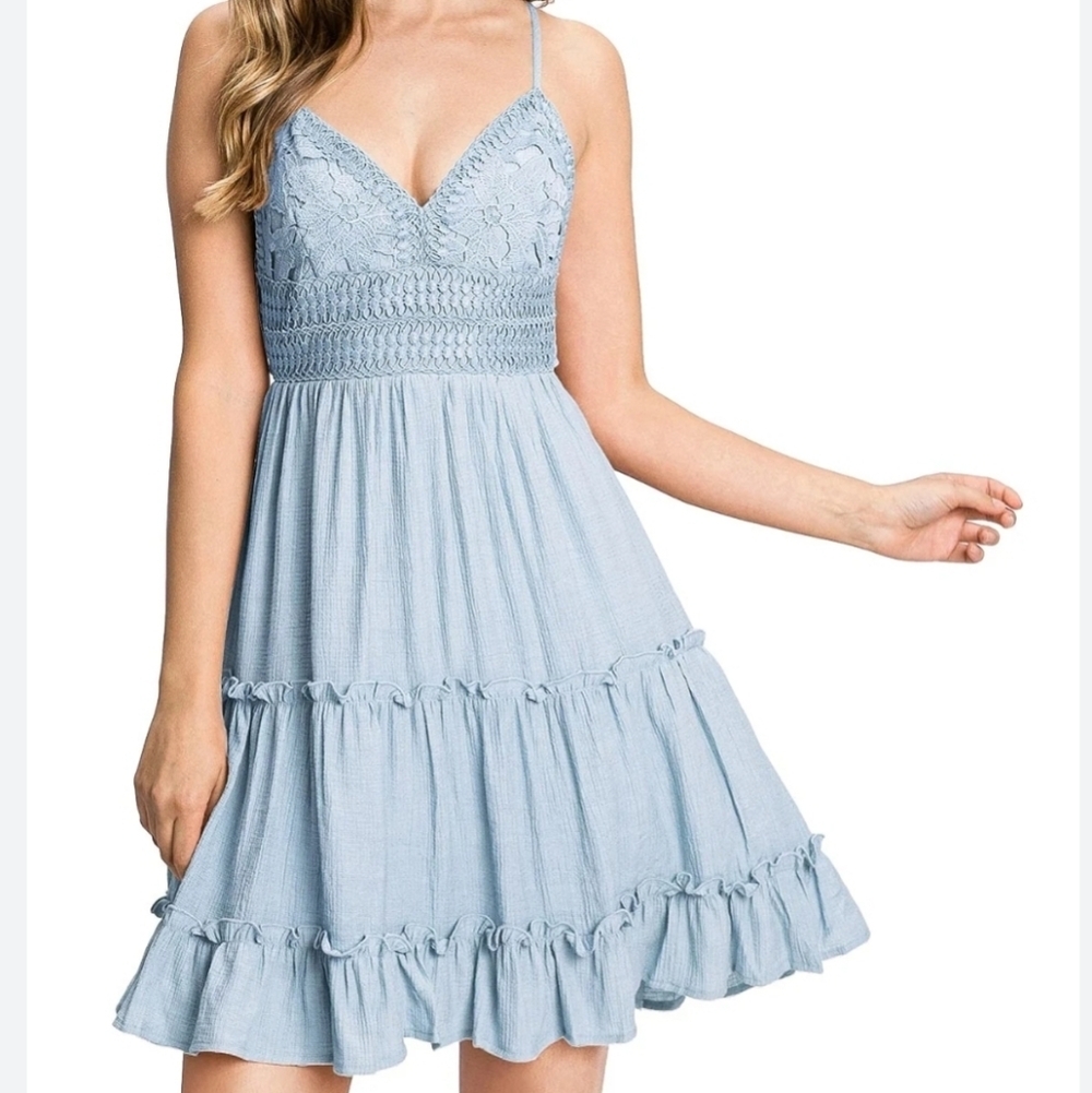Illa illa Lace Tank Top Mini Teir Dress